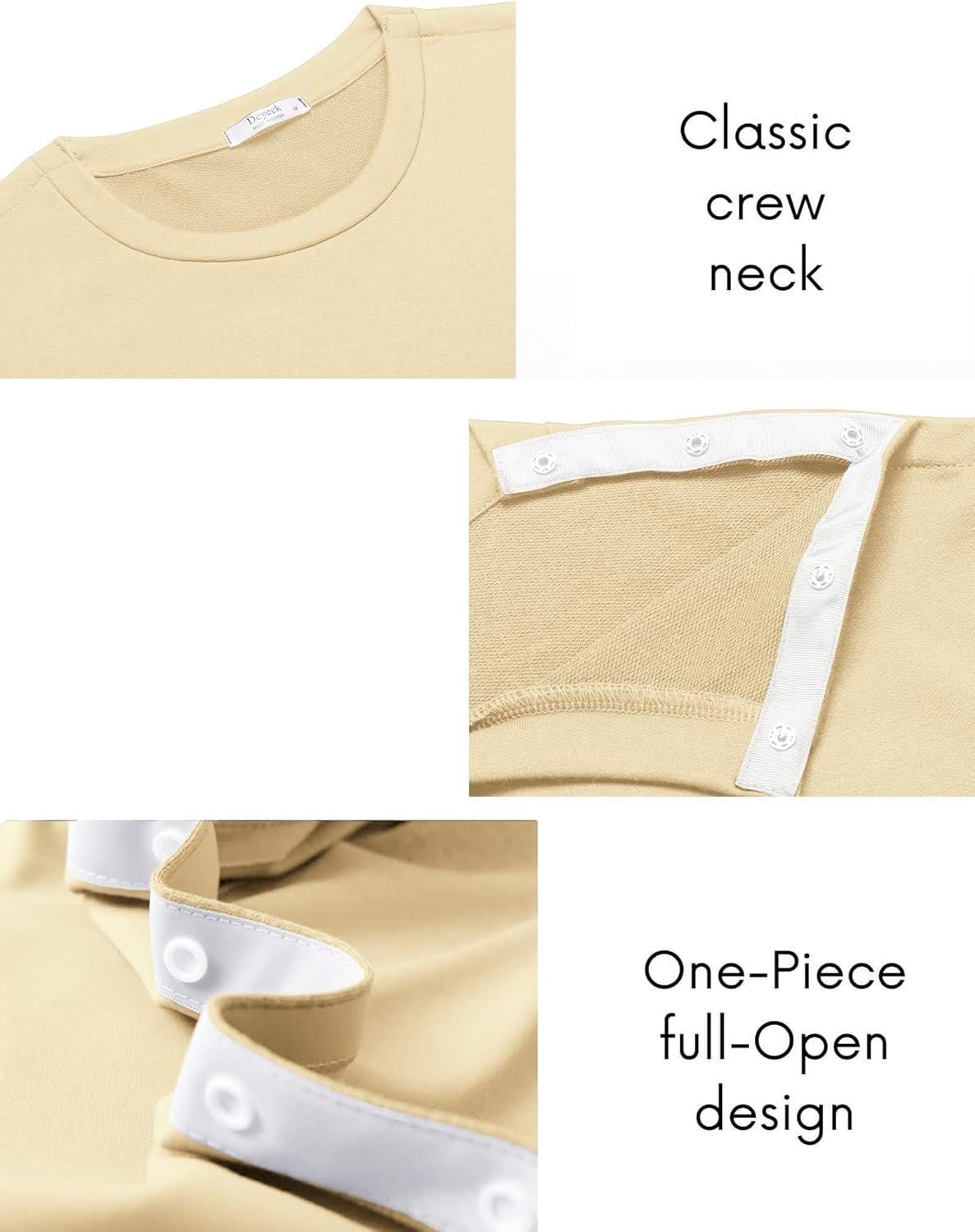 imageDeyeek Post Shoulder Surgery Recovery Shirts for Men Chemo Port Access Top Snap Full Tear Away Long SleeveKhaki