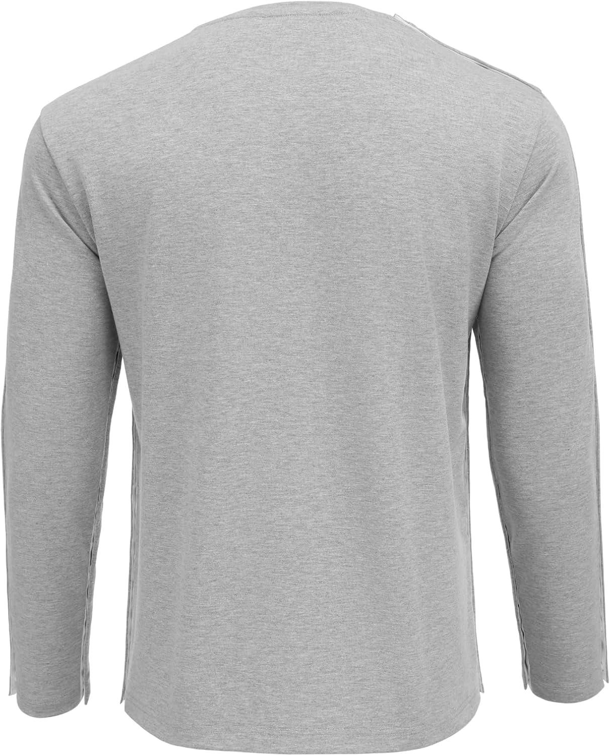 imageDeyeek Post Shoulder Surgery Recovery Shirts for Men Chemo Port Access Top Snap Full Tear Away Long SleeveLight Grey