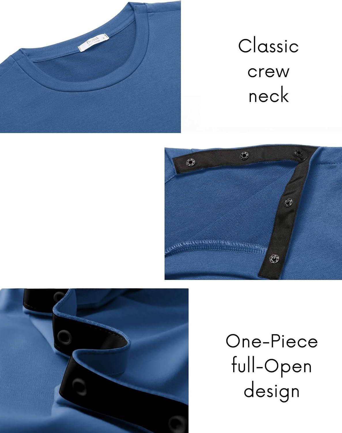 imageDeyeek Post Shoulder Surgery Recovery Shirts for Men Chemo Port Access Top Snap Full Tear Away Long SleeveNavy Blue
