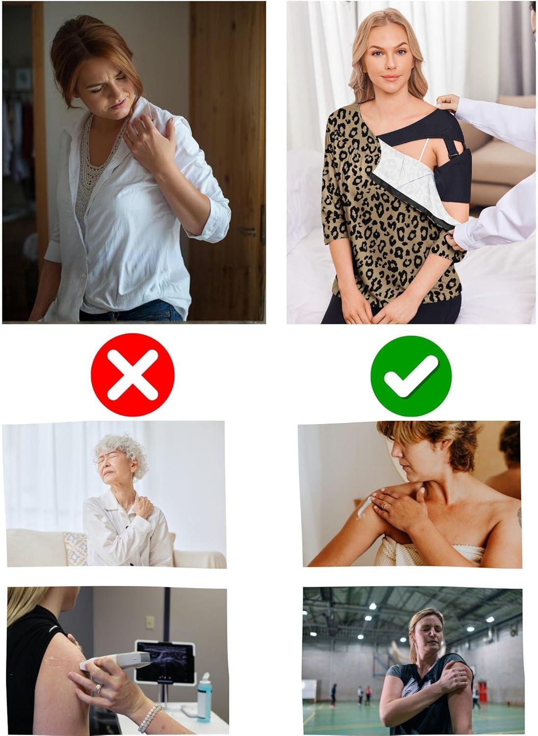 imageDeyeek Post Shoulder Surgery Shirt for Women Chemo Tear Away Shirt Snap Button 34 Sleeve Recovery Adaptive ClothingLeopard Print