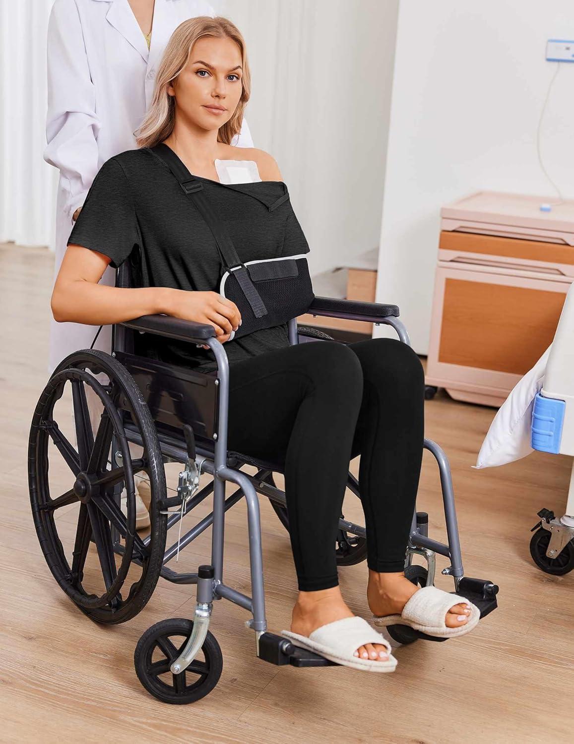 imageDeyeek Post Shoulder Surgery Shirts for Women Chemo Dialysis Port with 2 Shoulder Half Zippers After Rotator Cuff TopsBlack