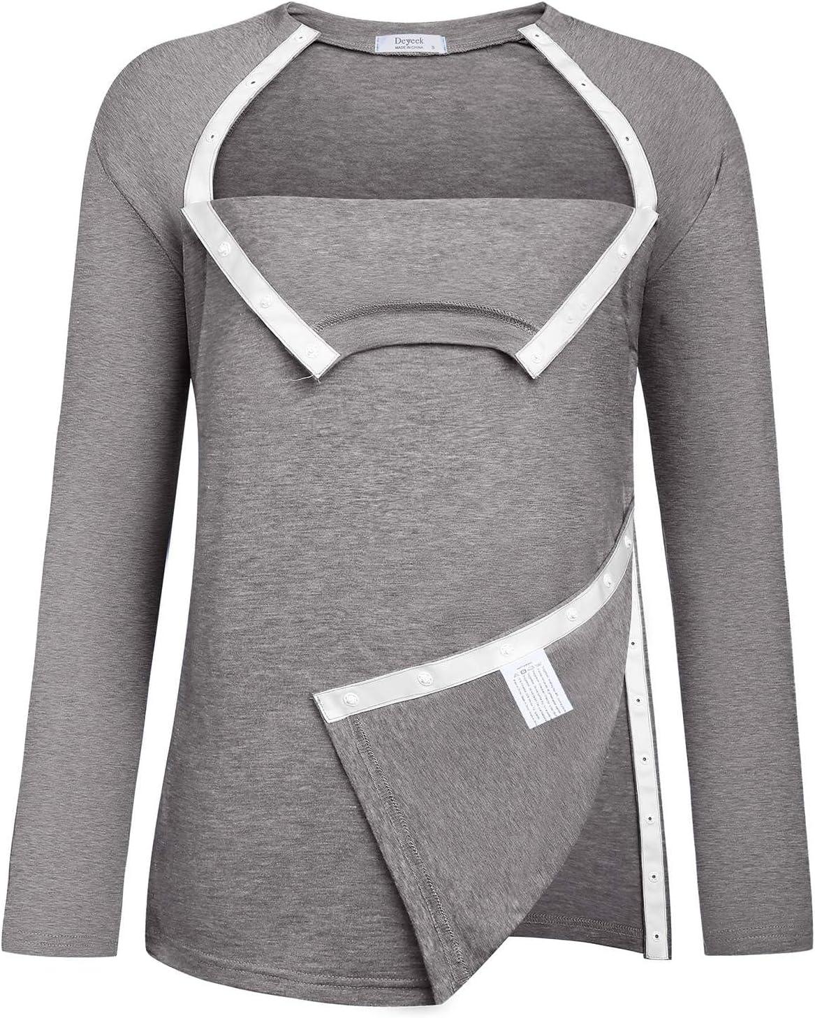 imageDeyeek Post Shoulder Surgery Shirts for Women Full Tear Away 2 Side Snaps After Rotator Cuff Chemo Port Adaptive ClothingLight Gray