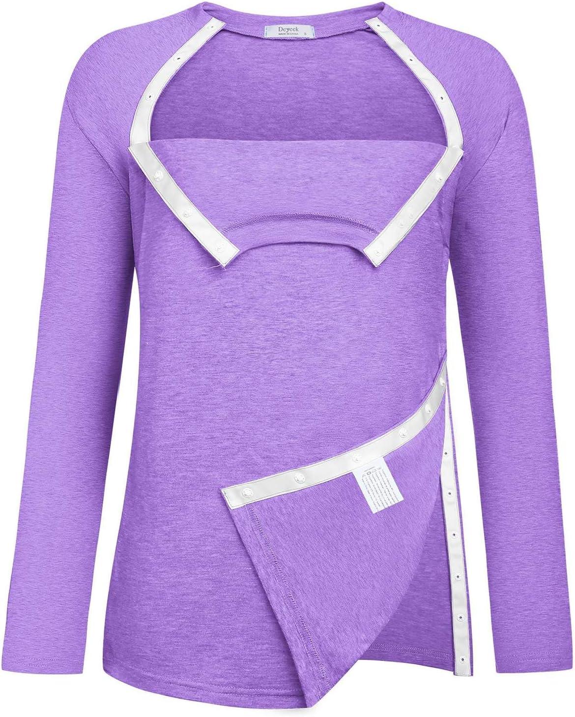 imageDeyeek Post Shoulder Surgery Shirts for Women Full Tear Away 2 Side Snaps After Rotator Cuff Chemo Port Adaptive ClothingPurple