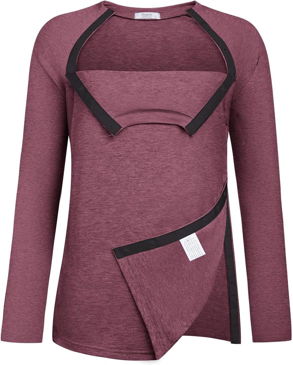 imageDeyeek Post Shoulder Surgery Shirts for Women Full Tear Away 2 Side Snaps After Rotator Cuff Chemo Port Adaptive ClothingRed
