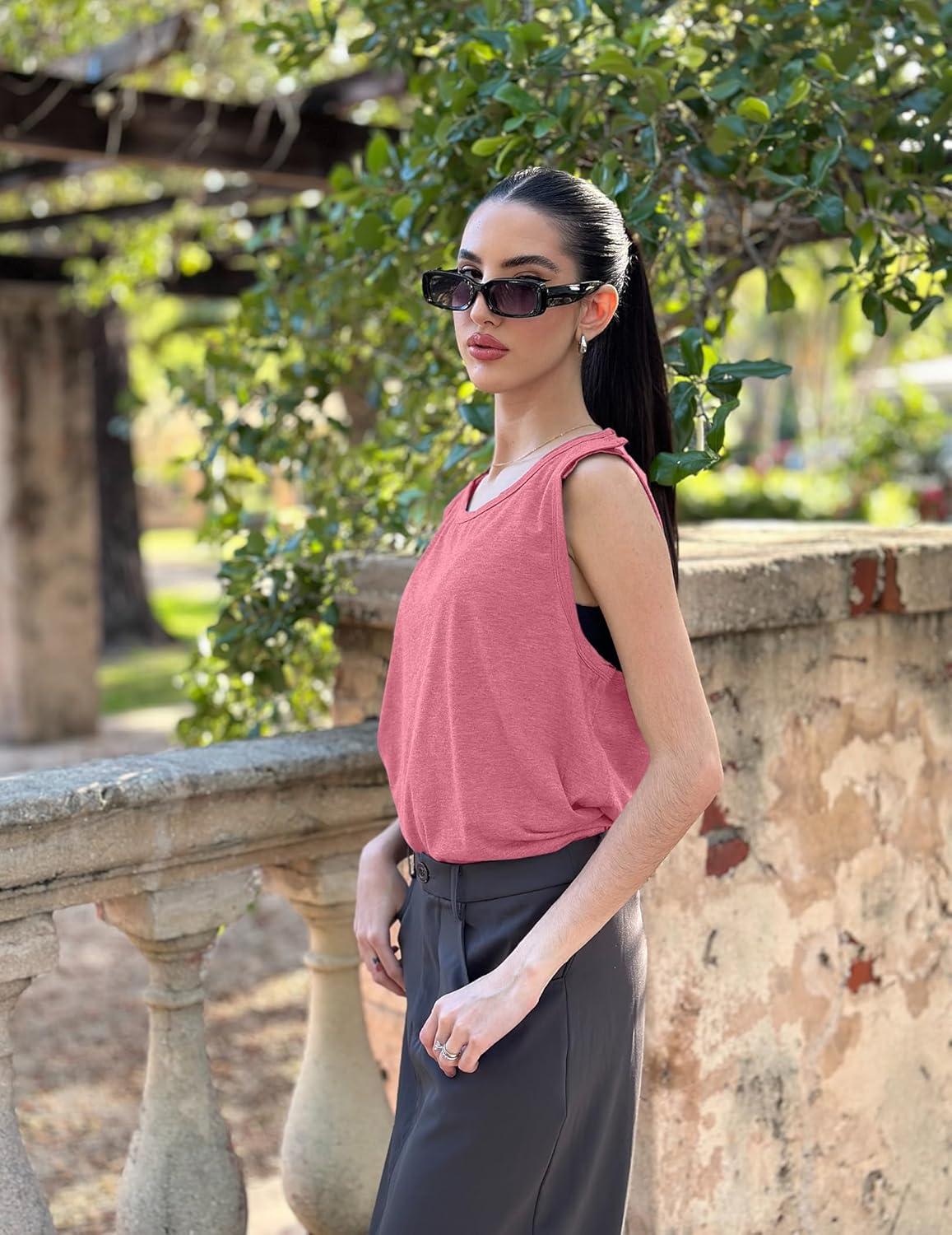 imageDeyeek Post Shoulder Surgery Shirts for Women Tear Away Snap Button Rotator Cuff Shirt Mastectomy Chemo Port Access Tank TopsRed