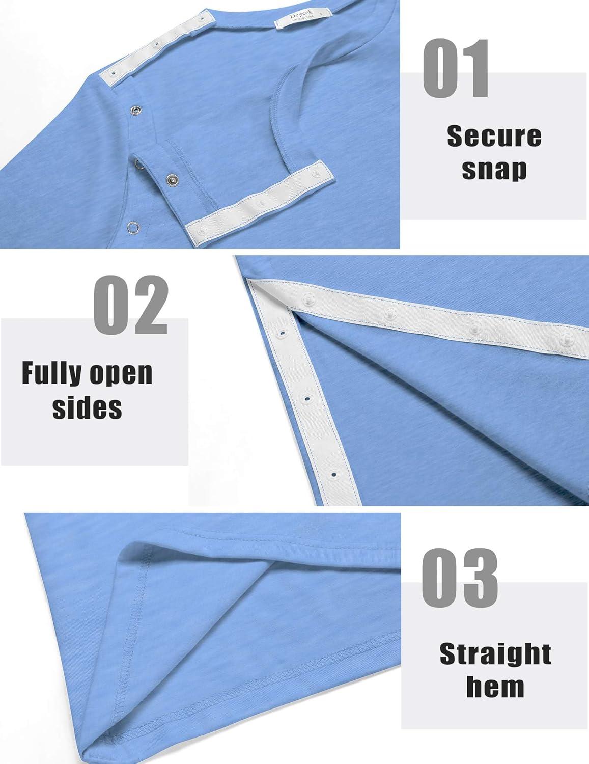 imageDeyeek Post Surgery Shirts Women Shoulder Recovery Tear Away Chemo Port Access Rotator Cuff Rehab Adaptive Clothing HospitalBlue