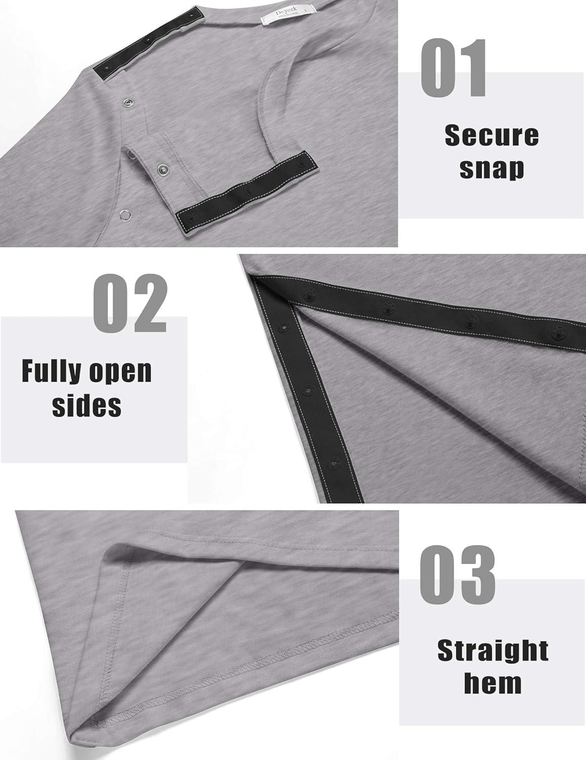 imageDeyeek Post Surgery Shirts Women Shoulder Recovery Tear Away Chemo Port Access Rotator Cuff Rehab Adaptive Clothing HospitalLight Gray