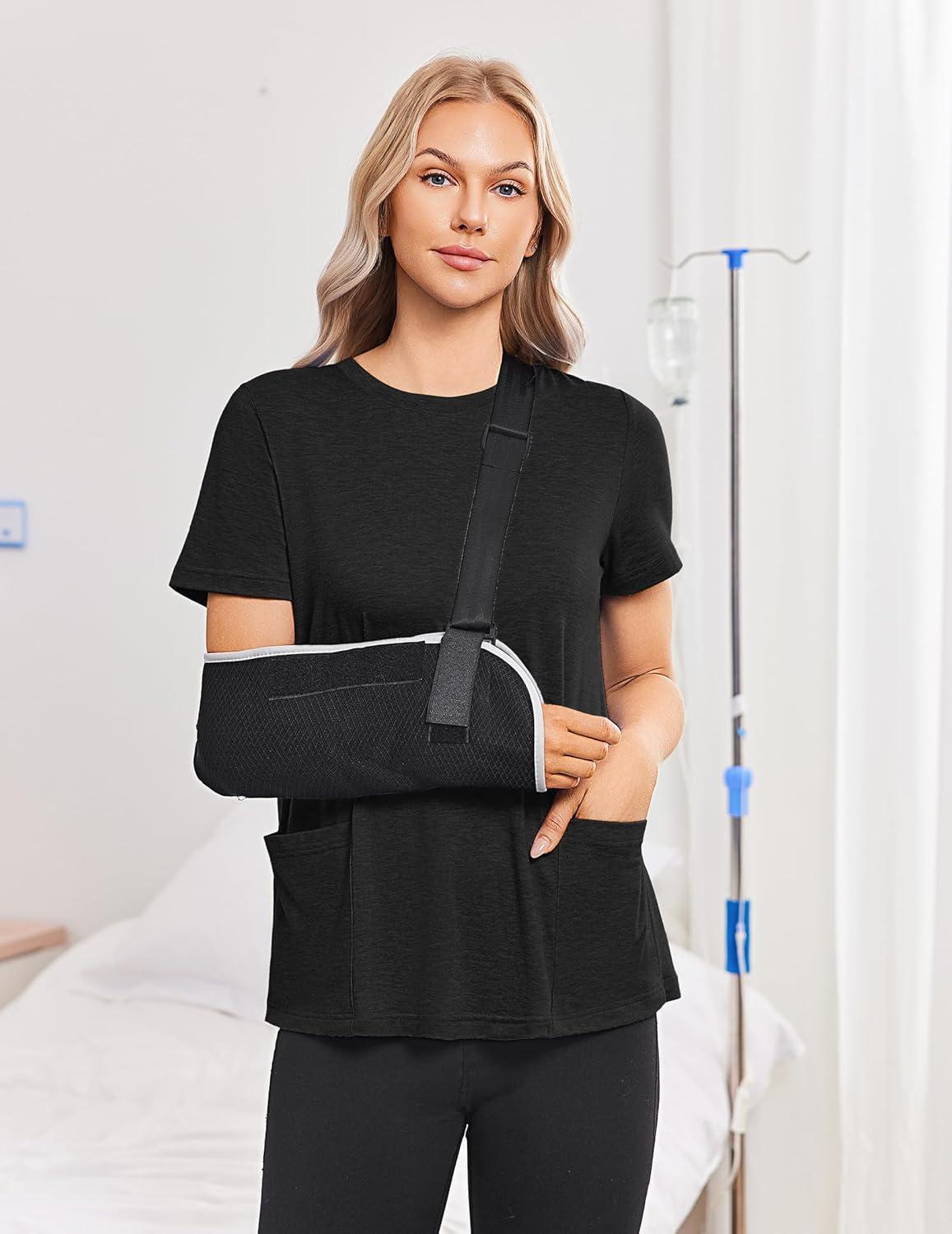imageDeyeek Post Surgery Shirts for Women Tear Away Snap Open Back Top Hospital Shirts Short Sleeve Adaptive Clothing with PocketsBlack