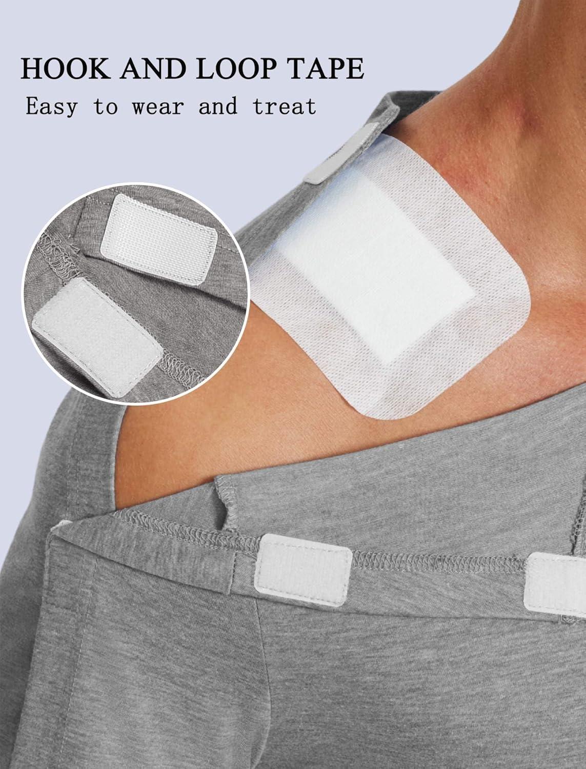 imageDeyeek Shoulder Post Surgery Recovery Shirts for Men Full Tear Away Short Sleeve T Shirt Adaptive Chemo ClothingLight Gray