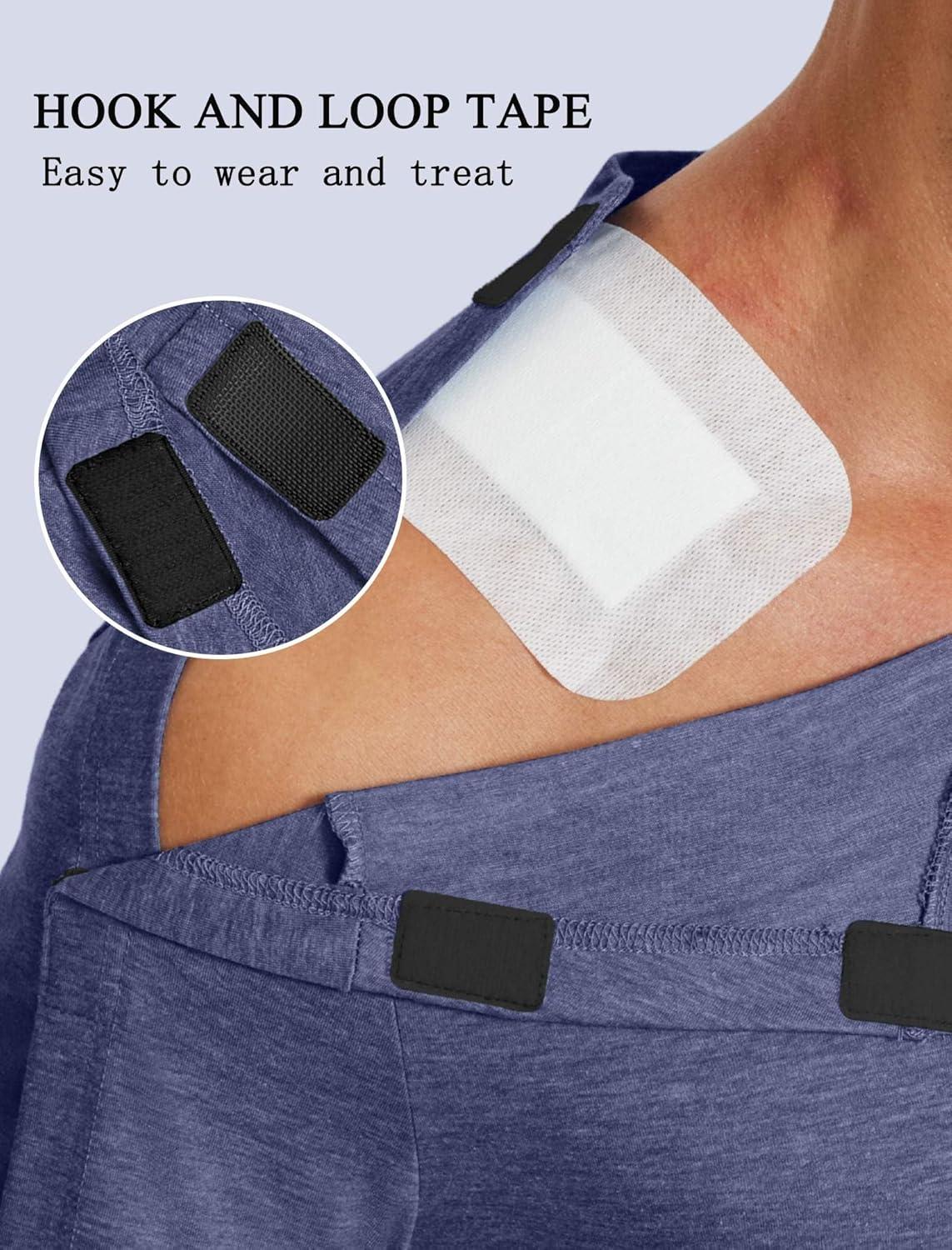 imageDeyeek Shoulder Post Surgery Recovery Shirts for Men Full Tear Away Short Sleeve T Shirt Adaptive Chemo ClothingNavy Blue