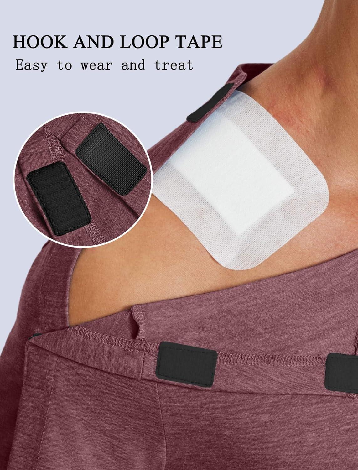 imageDeyeek Shoulder Post Surgery Recovery Shirts for Men Full Tear Away Short Sleeve T Shirt Adaptive Chemo ClothingRed
