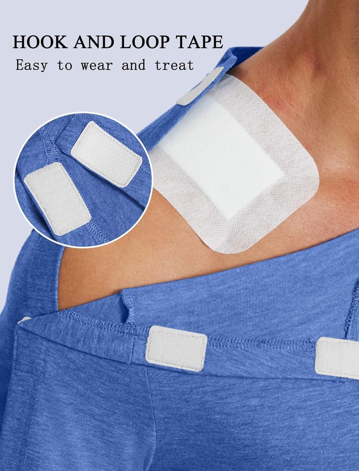 imageDeyeek Shoulder Post Surgery Recovery Shirts for Men Full Tear Away Short Sleeve T Shirt Adaptive Chemo ClothingSky Blue