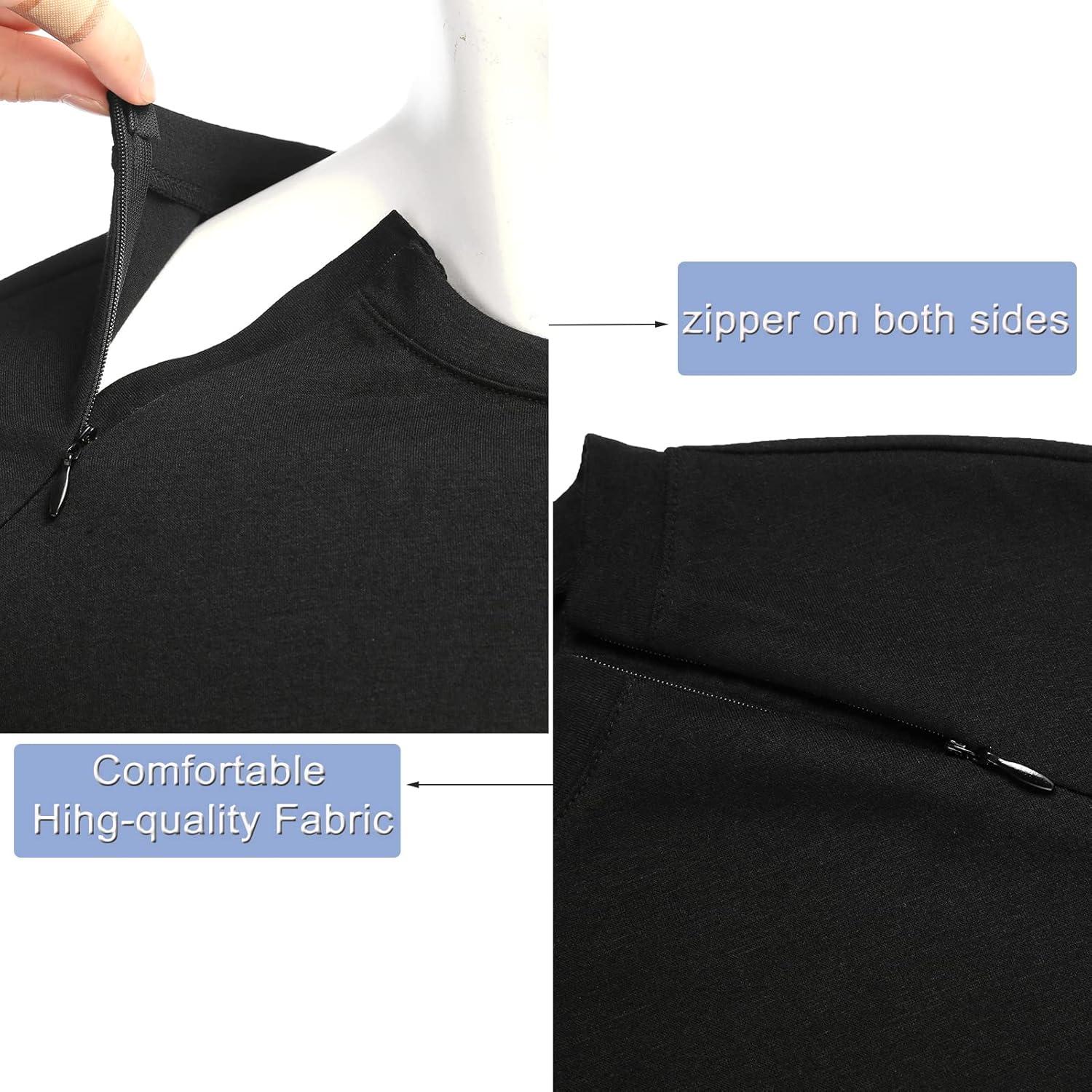 imageDeyeek Unisex Chemo Port Shirts Post Shoulder Surgery Recovery Shirts Tear Away Side Zippers Off Full Open Chemo ClothingBlack