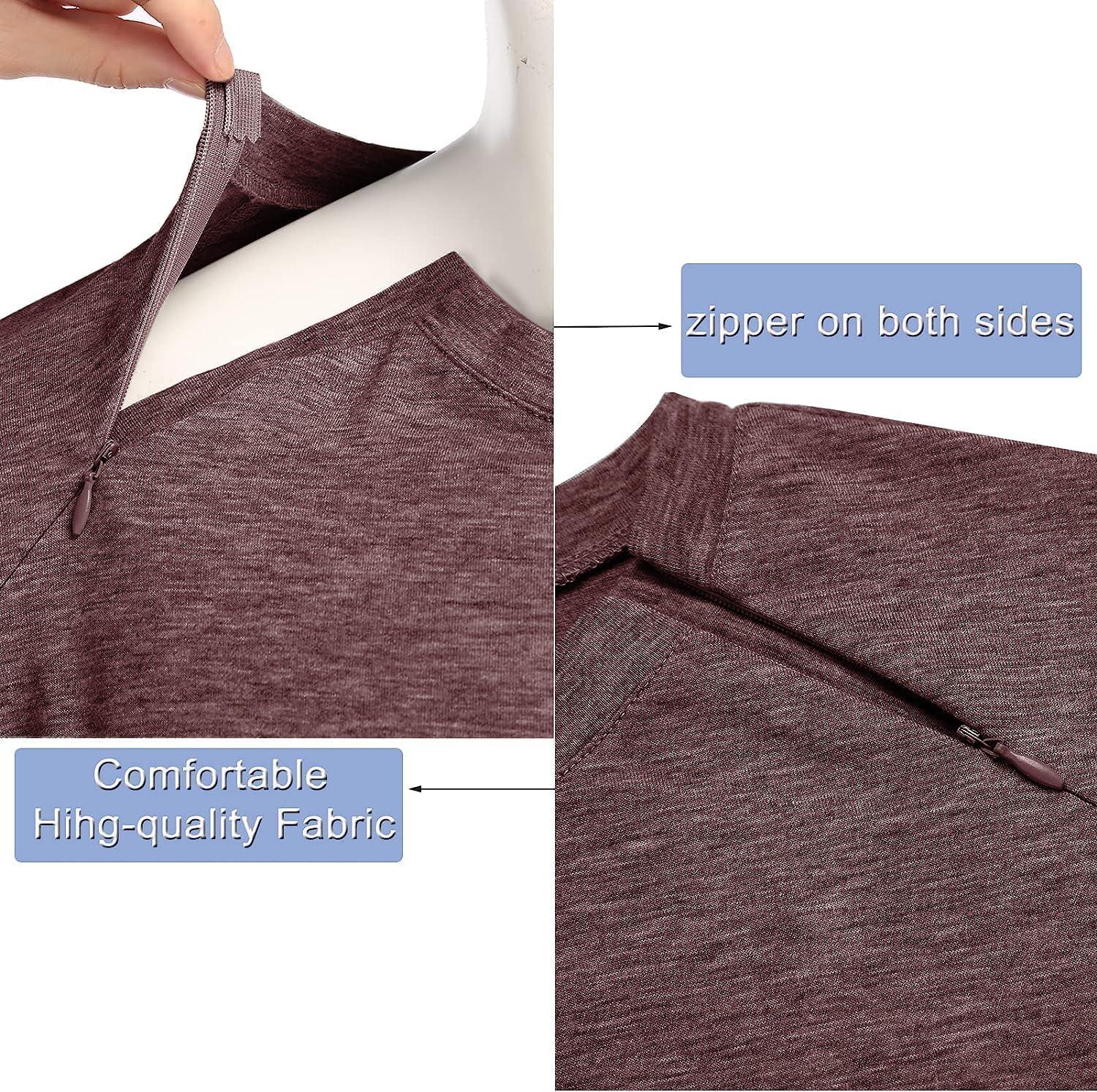 imageDeyeek Unisex Chemo Port Shirts Post Shoulder Surgery Recovery Shirts Tear Away Side Zippers Off Full Open Chemo ClothingDark Red