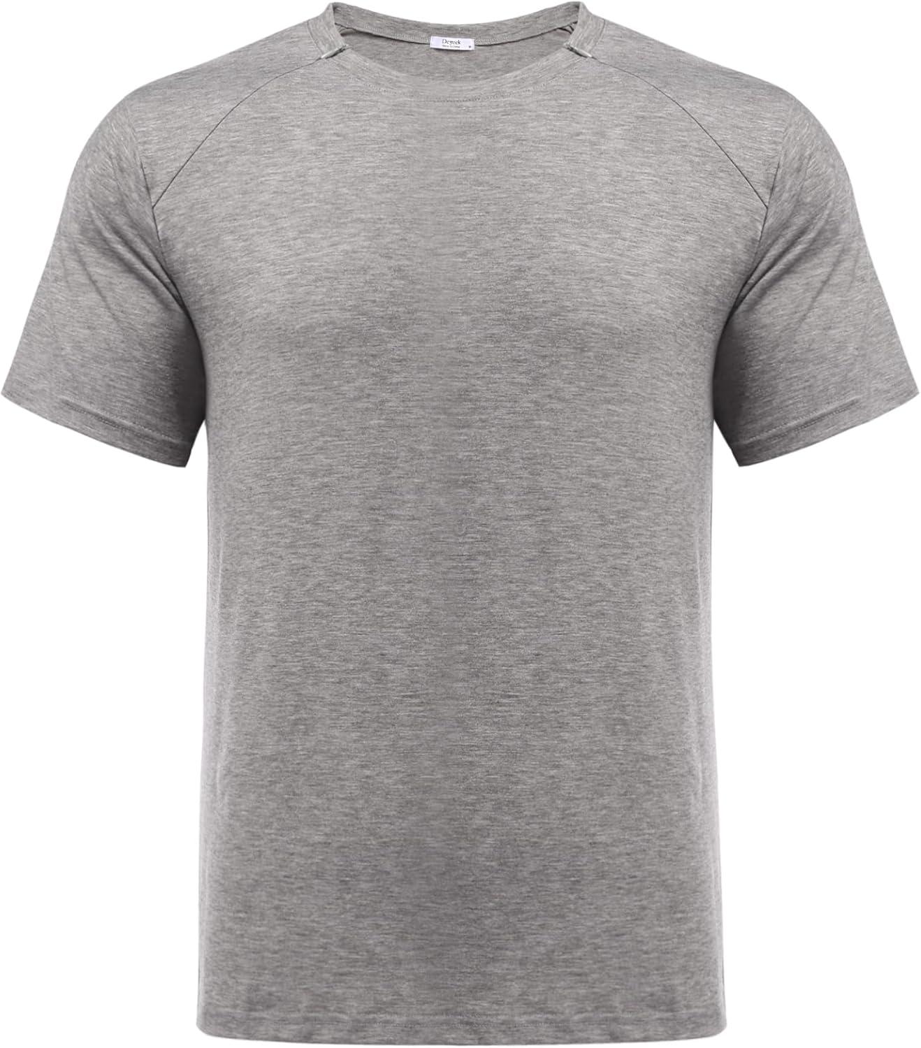 imageDeyeek Unisex Chemo Port Shirts Post Shoulder Surgery Recovery Shirts Tear Away Side Zippers Off Full Open Chemo ClothingGrey