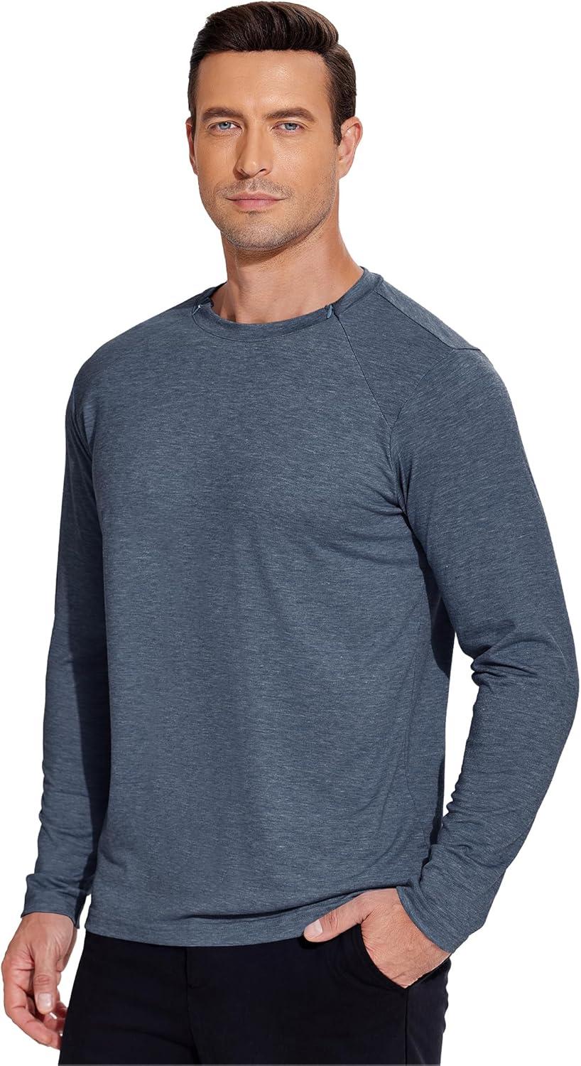imageDeyeek Unisex Chemo Shirts for Port Access Chemotherapy Must Haves Long Sleeve Cancer Care Package for MenNavy Blue