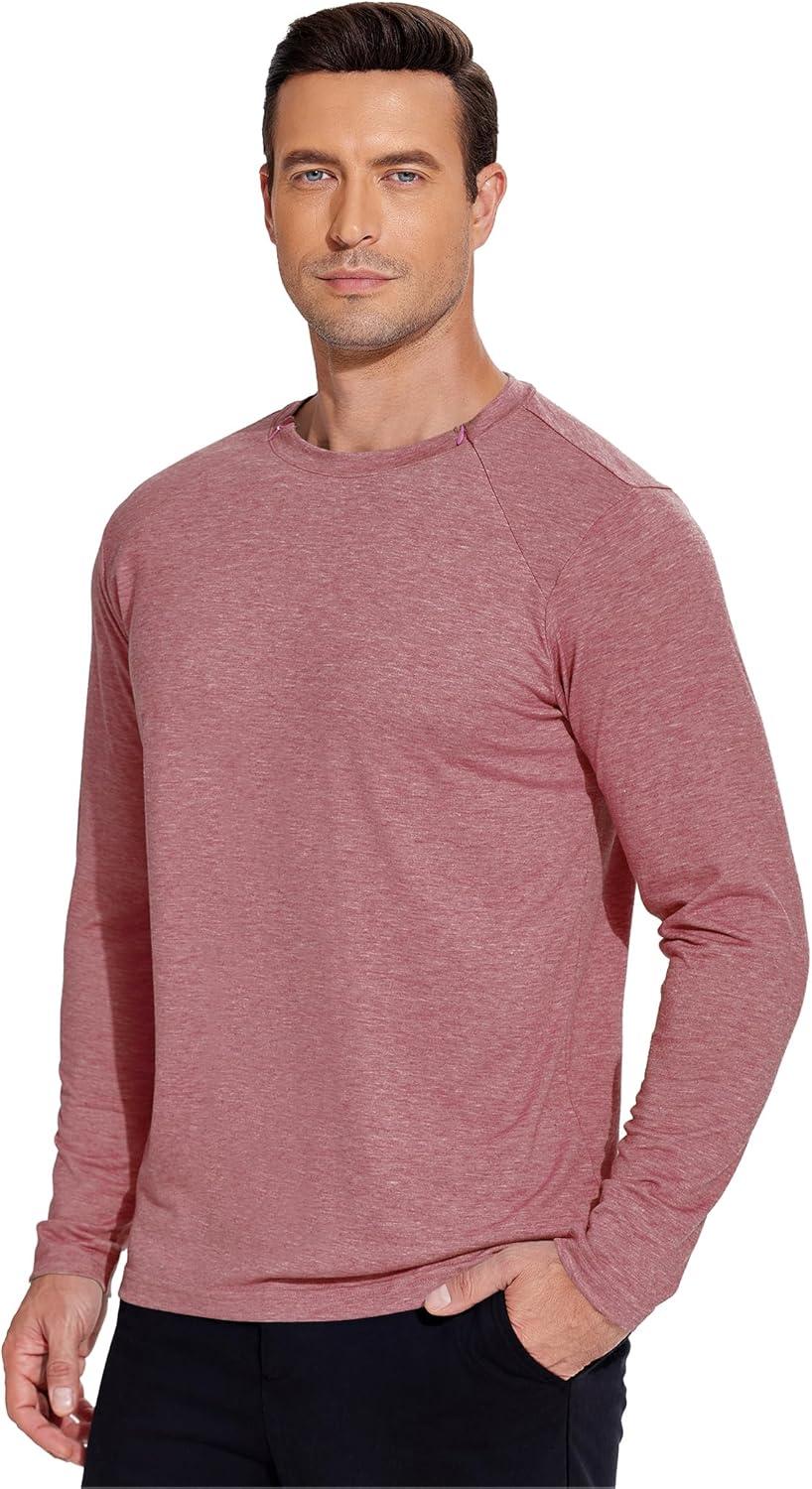 imageDeyeek Unisex Chemo Shirts for Port Access Chemotherapy Must Haves Long Sleeve Cancer Care Package for MenRed