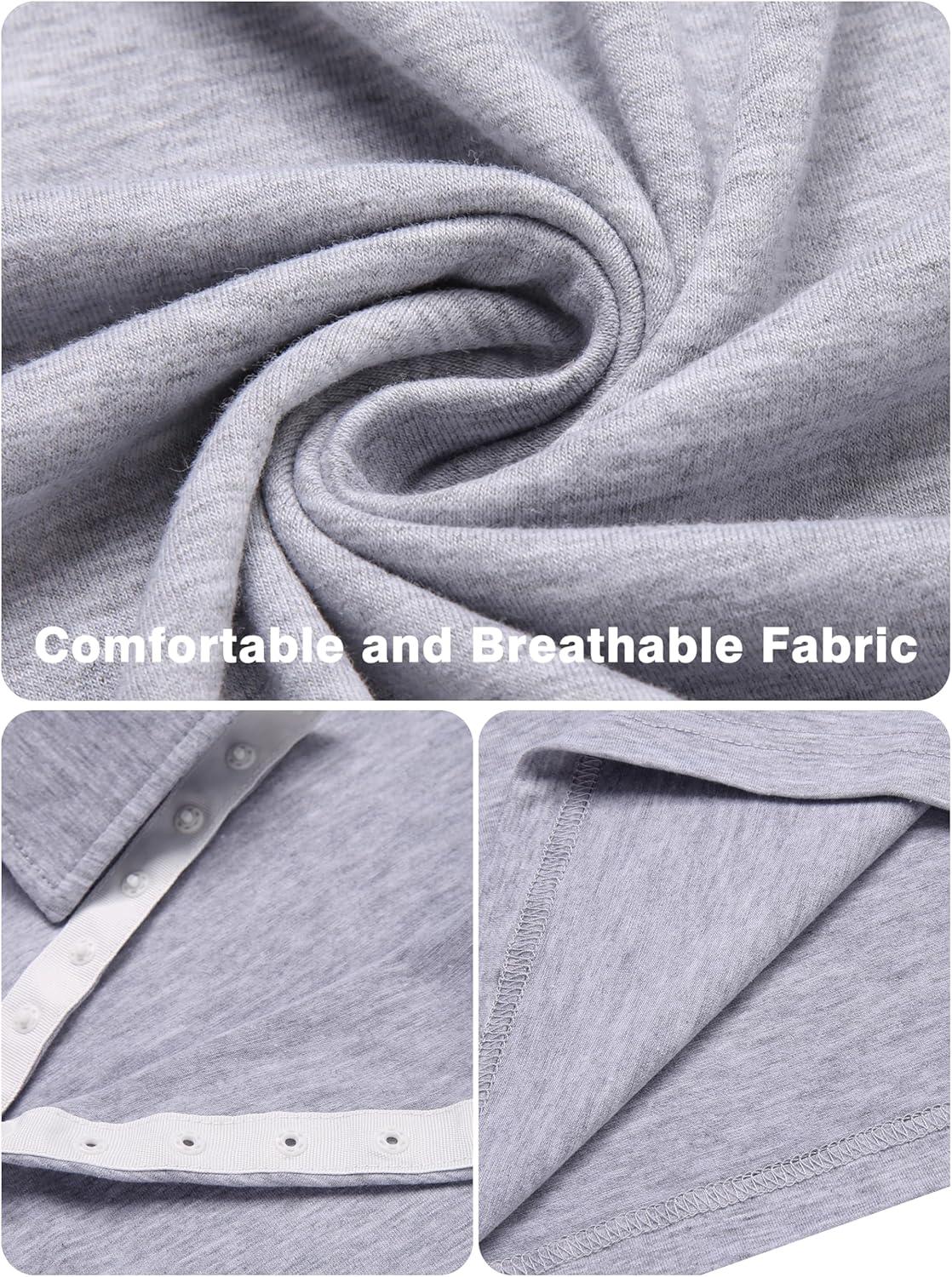 imageDeyeek Unisex Chemo Shirts for Port Access Post Shoulder Surgery Recovery Shirt Long Sleeve Tear Away Adaptive Chemo ClothingLight Gray