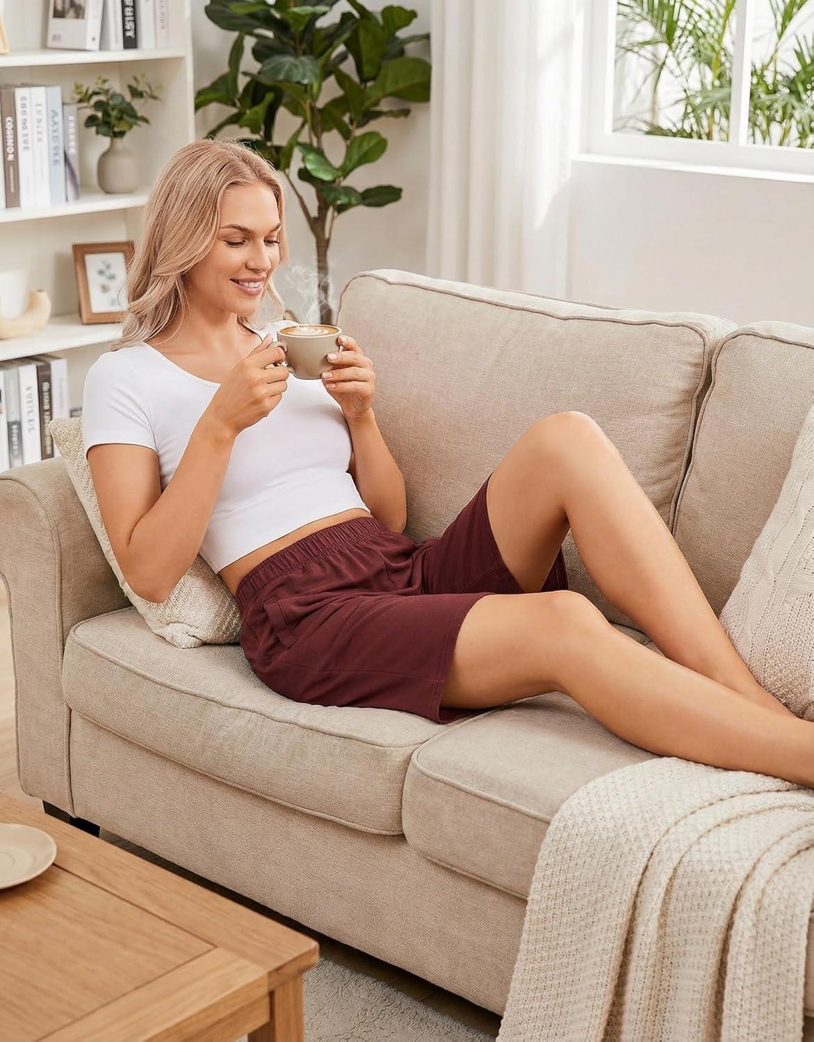 imageDeyeek Unisex Tear Away Shorts 9 Snap On Athletic Shorts Cotton Post Knee Hip Surgery Recovery Lounge Short with PocketsBurgundy