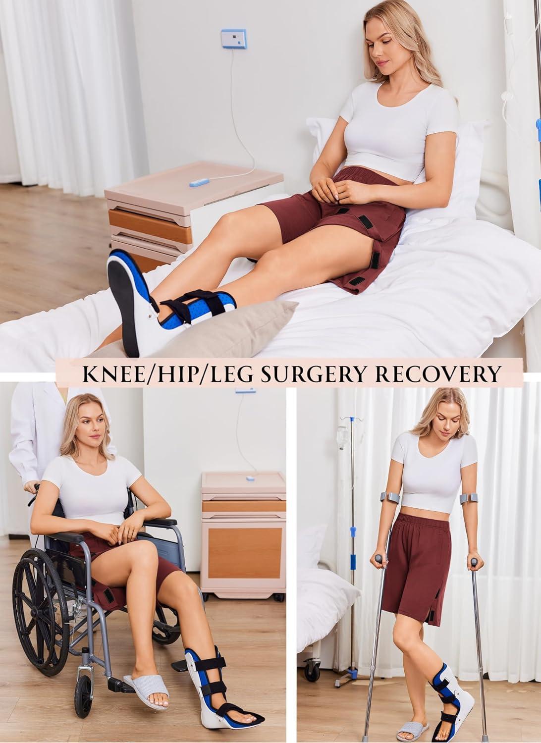 imageDeyeek Unisex Tear Away Shorts 9 Snap On Athletic Shorts Cotton Post Knee Hip Surgery Recovery Lounge Short with PocketsBurgundy