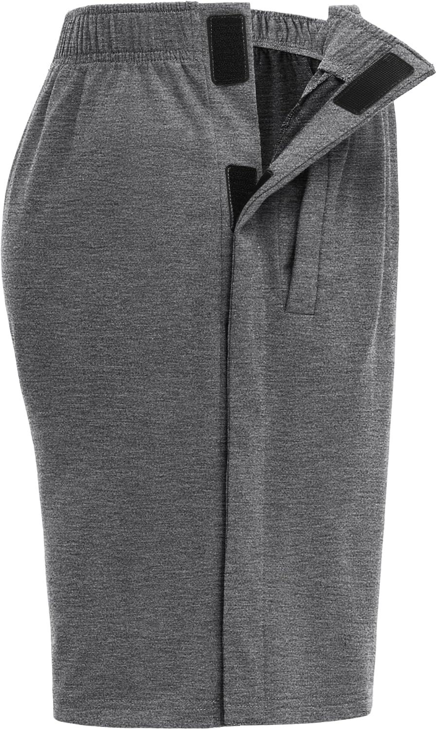 imageDeyeek Unisex Tear Away Shorts 9 Snap On Athletic Shorts Cotton Post Knee Hip Surgery Recovery Lounge Short with PocketsDark Grey