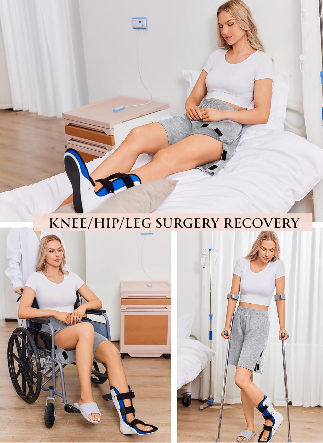imageDeyeek Unisex Tear Away Shorts 9 Snap On Athletic Shorts Cotton Post Knee Hip Surgery Recovery Lounge Short with PocketsGrey