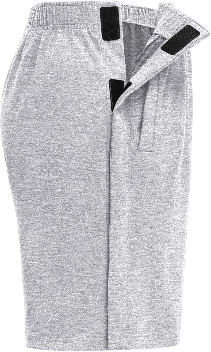 imageDeyeek Unisex Tear Away Shorts 9 Snap On Athletic Shorts Cotton Post Knee Hip Surgery Recovery Lounge Short with PocketsGrey