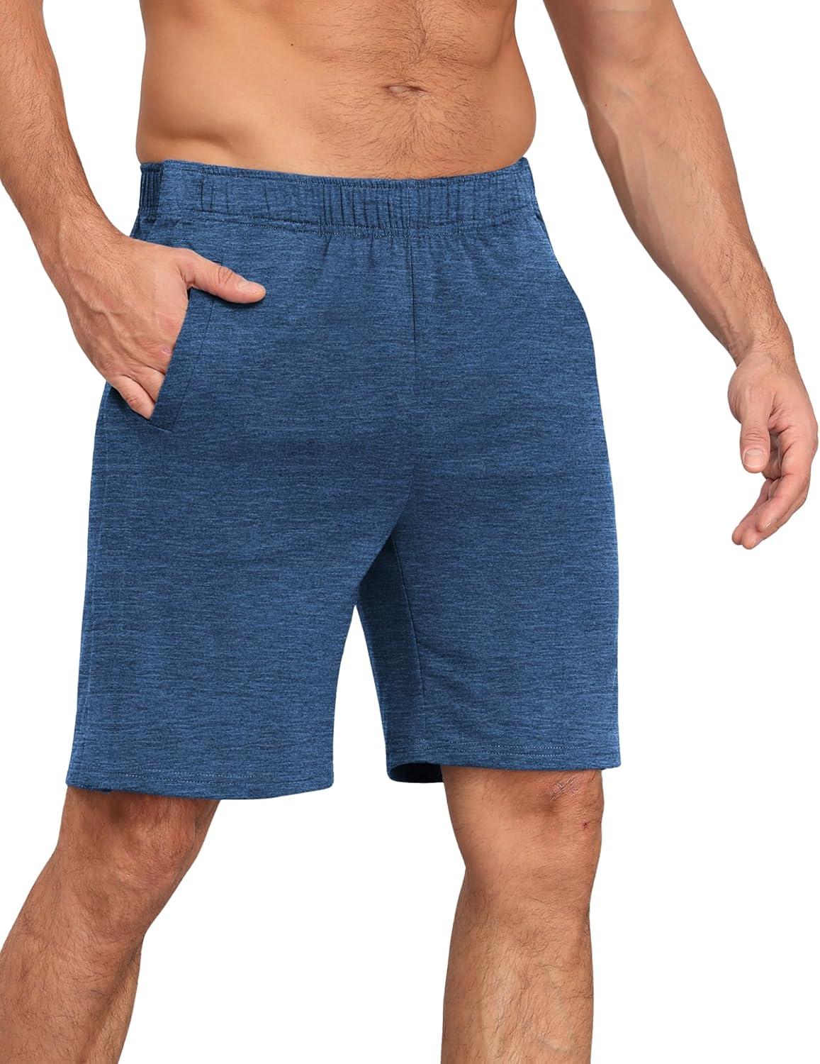 imageDeyeek Unisex Tear Away Shorts 9 Snap On Athletic Shorts Cotton Post Knee Hip Surgery Recovery Lounge Short with PocketsHeather Blue