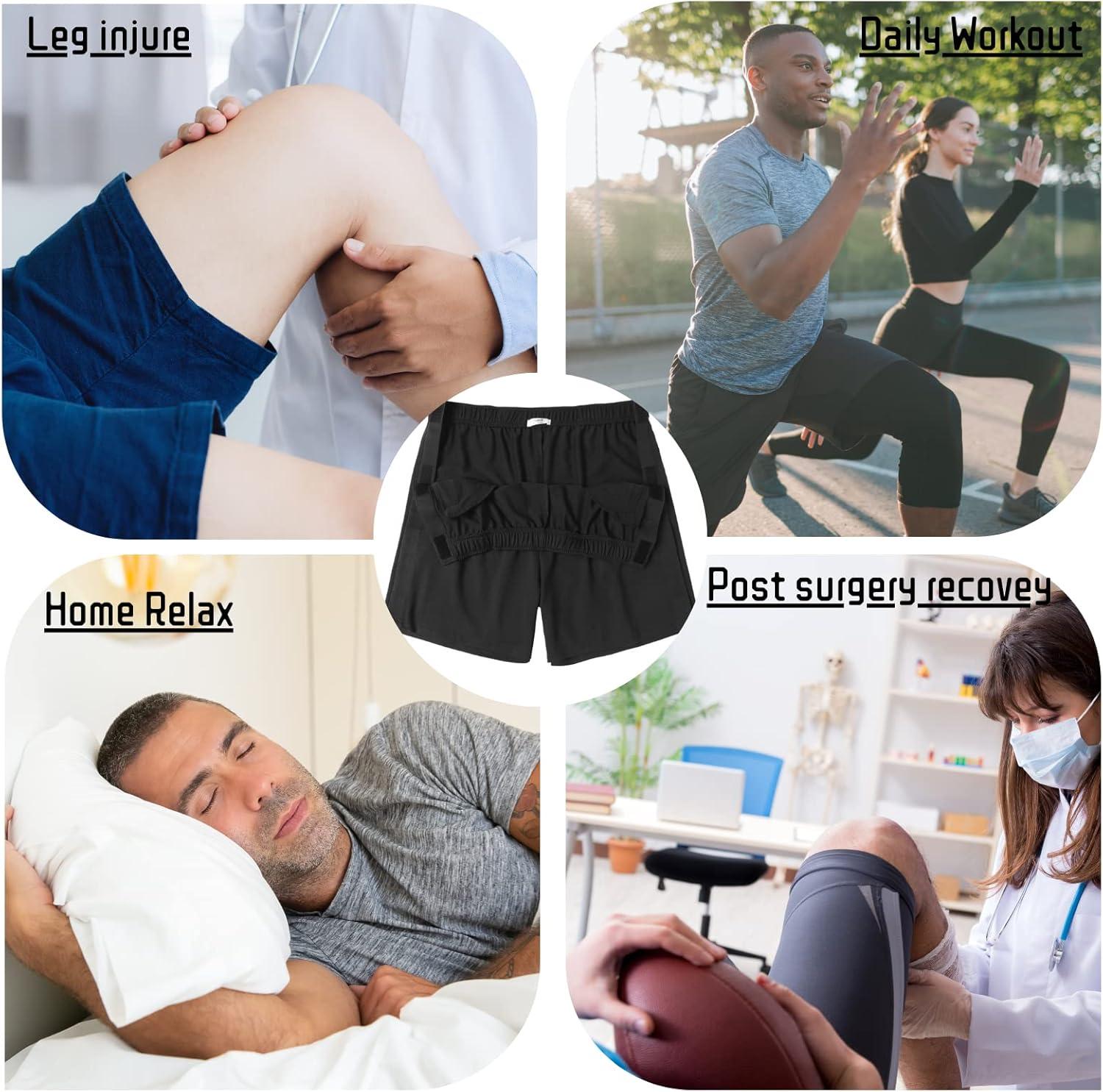 imageDeyeek Unisex Tear Away Shorts Snap On Athletic Cotton Shorts Post Knee Surgery Recovery Hip Replacement Pants with PocketsGrey