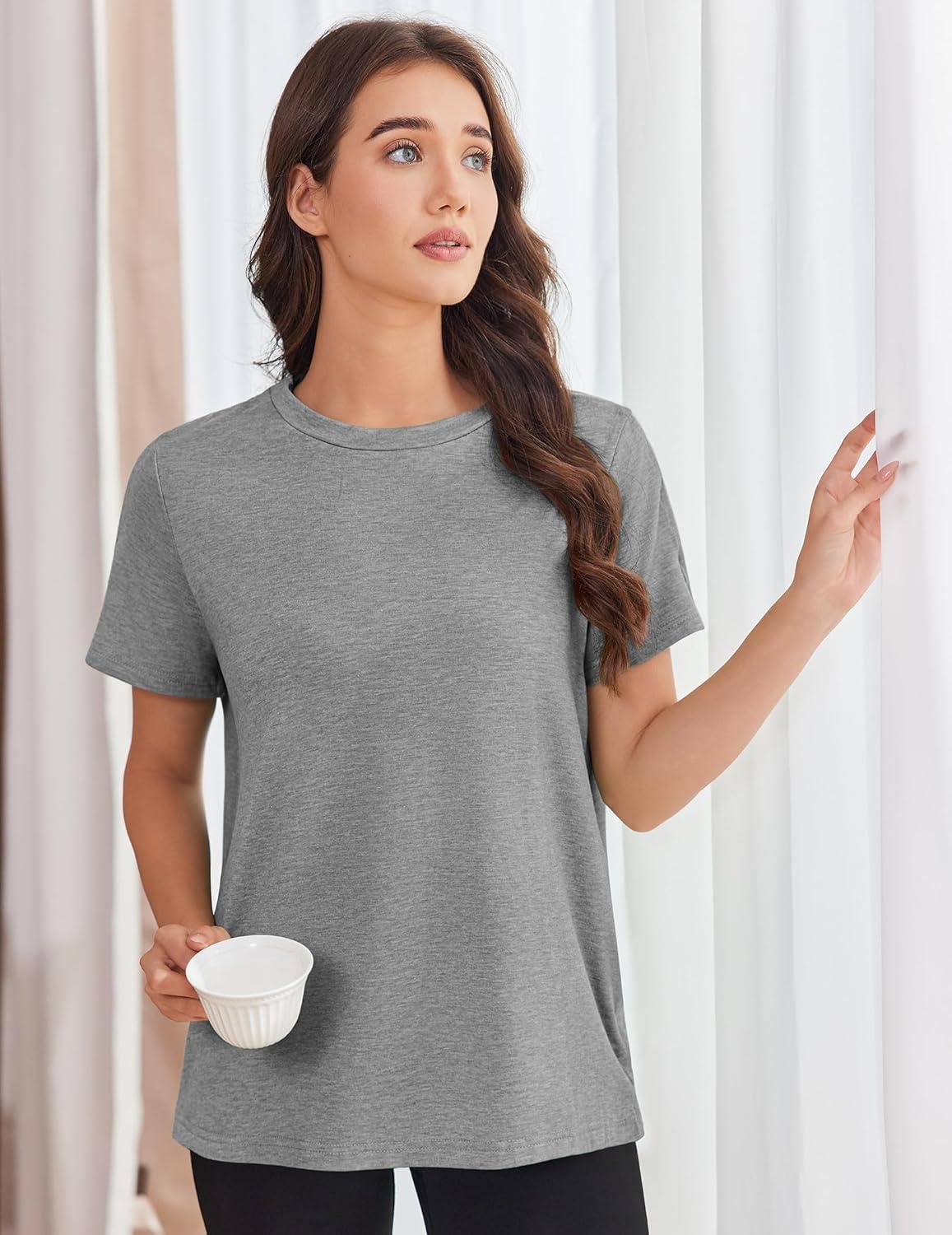 imageDeyeek Women Post Shoulder Surgery Shirts Recovery Tear Away Short Sleeve Dialysis Clothing Full Side SnapOpen Clothes After Rotator Cuff Surgery Light Gray XXL
