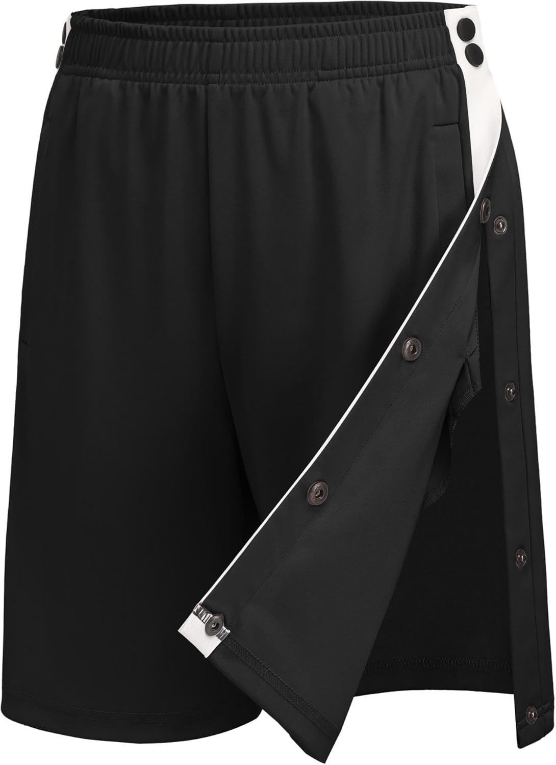 imageDeyeek Womens Tear Away Shorts Side Split Snap Open Recovery Post Surgery Breakaway Pants with PocketsBlack