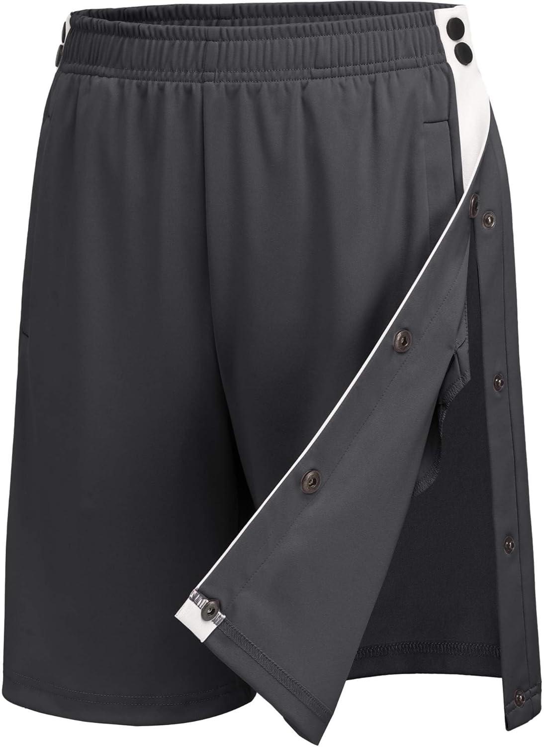 imageDeyeek Womens Tear Away Shorts Side Split Snap Open Recovery Post Surgery Breakaway Pants with PocketsDark Grey