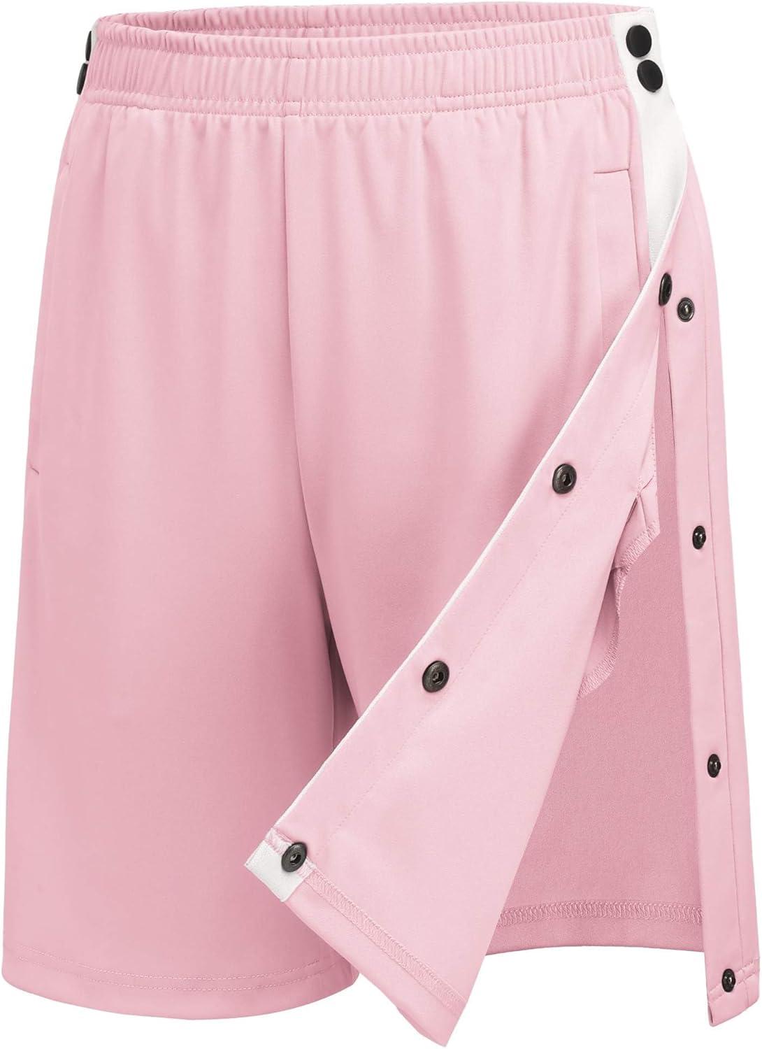 imageDeyeek Womens Tear Away Shorts Side Split Snap Open Recovery Post Surgery Breakaway Pants with PocketsDeep Pink