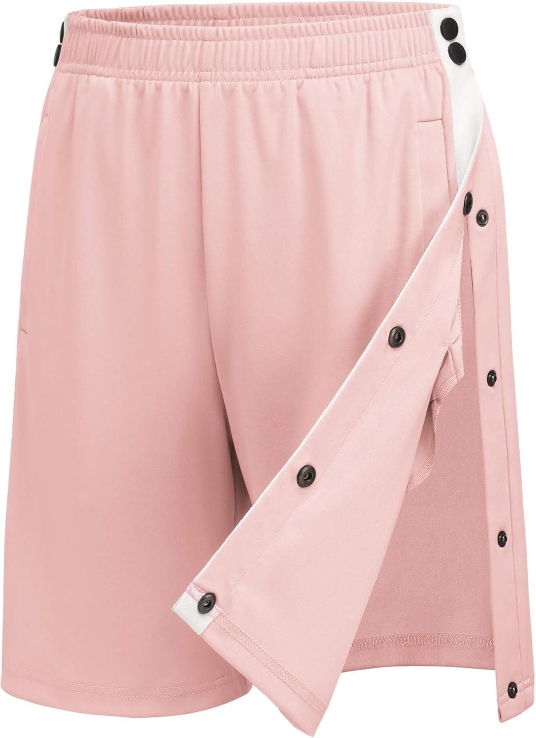 imageDeyeek Womens Tear Away Shorts Side Split Snap Open Recovery Post Surgery Breakaway Pants with PocketsLight Pink