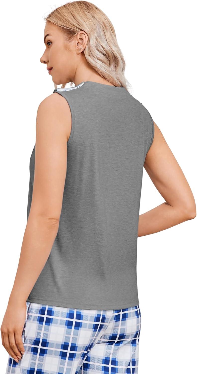 imageDeyeek Womens VNeck Mastectomy Shirts with Drain Pockets Chemo Ports Access Shirts Snap Post Shoulder Surgery Tank TopsGrey