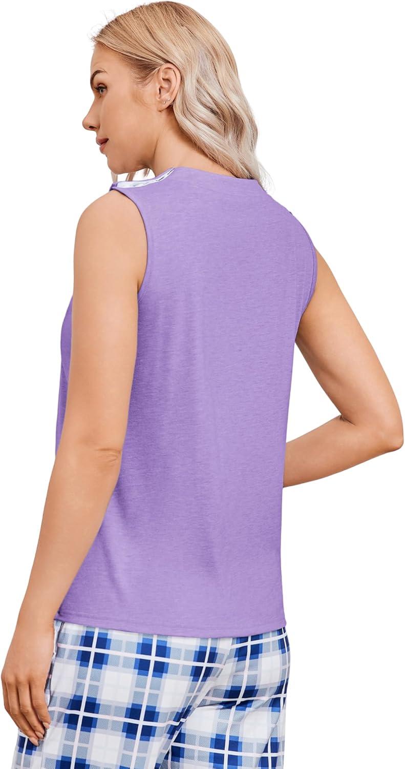 imageDeyeek Womens VNeck Mastectomy Shirts with Drain Pockets Chemo Ports Access Shirts Snap Post Shoulder Surgery Tank TopsPurple