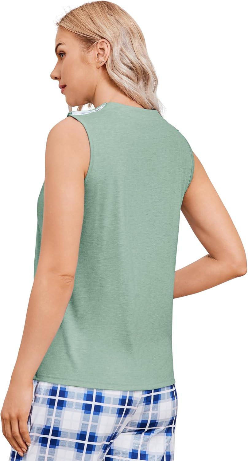 imageDeyeek Womens VNeck Mastectomy Shirts with Drain Pockets Chemo Ports Access Shirts Snap Post Shoulder Surgery Tank TopsSage Green