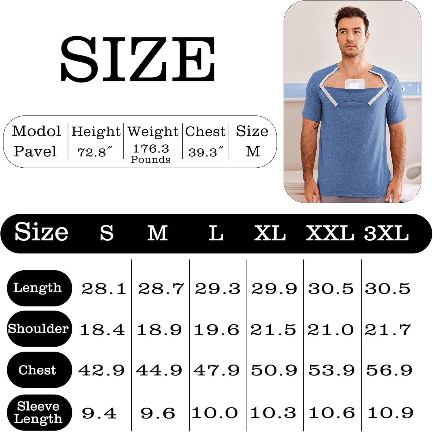 imageDyeek Chemo for Shirt Port Access Chemotherapy Must Haves Tear Away Side Snap Short Sleeve Post Shoulder Surgery ShirtsBlue