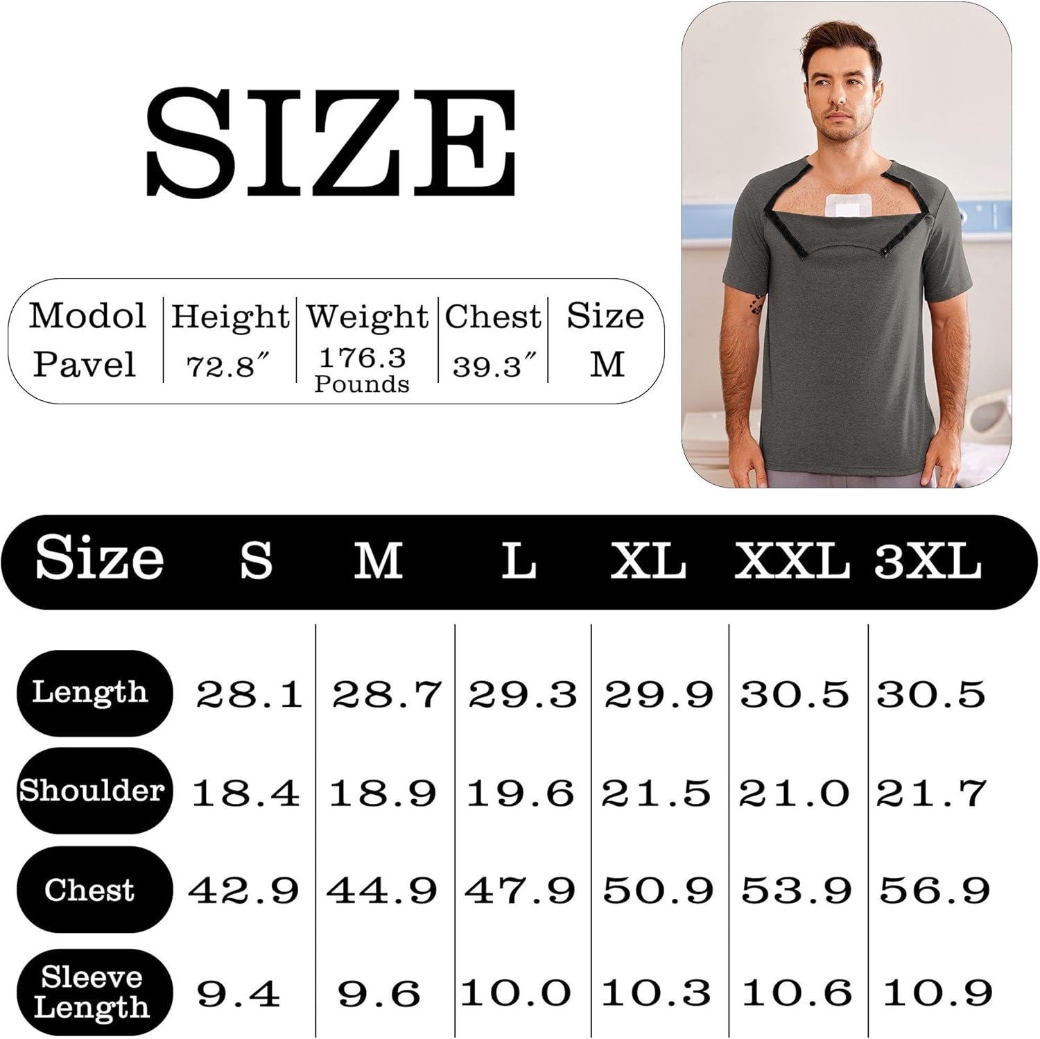 imageDyeek Chemo for Shirt Port Access Chemotherapy Must Haves Tear Away Side Snap Short Sleeve Post Shoulder Surgery ShirtsDark Gray