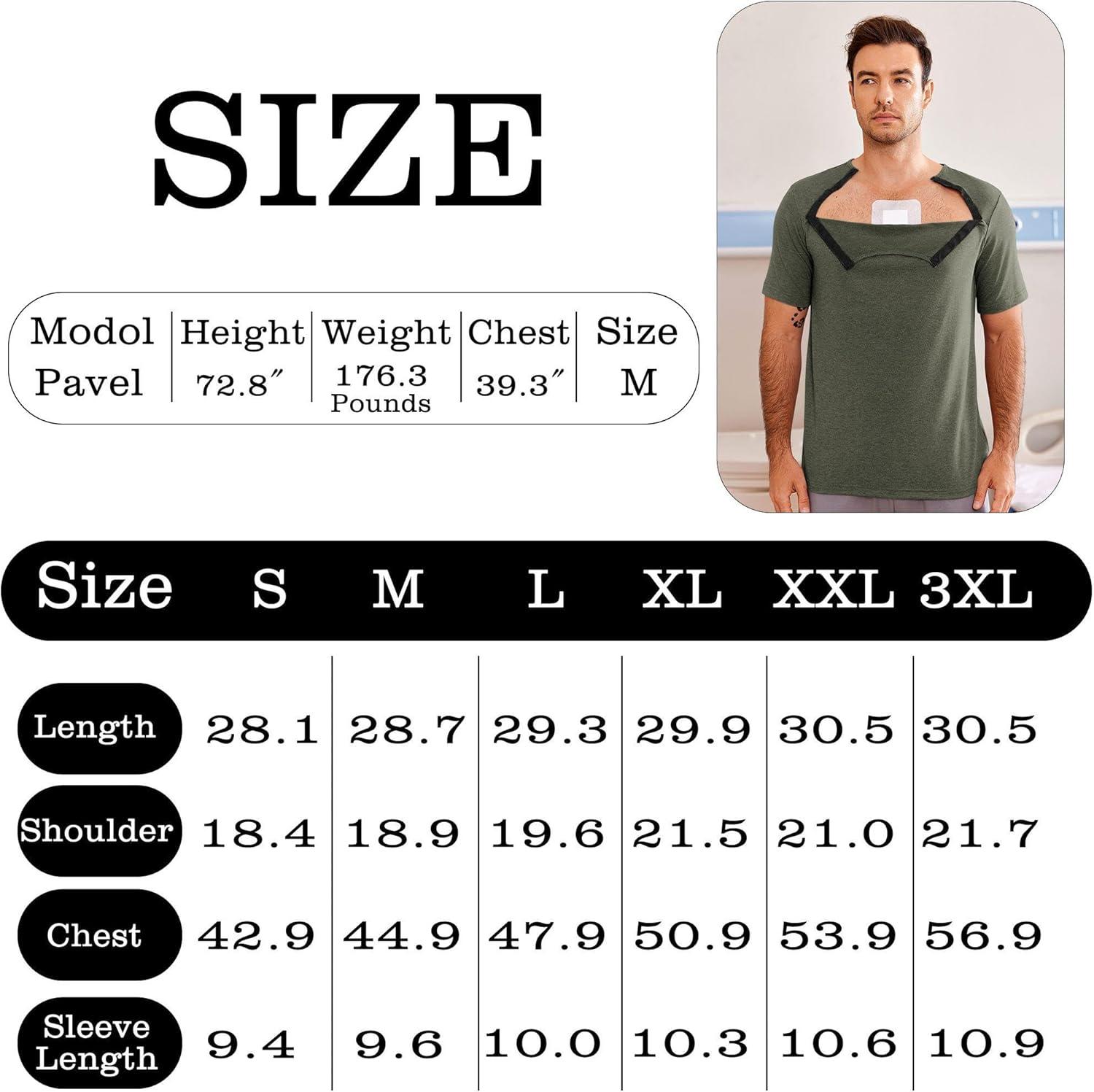 imageDyeek Chemo for Shirt Port Access Chemotherapy Must Haves Tear Away Side Snap Short Sleeve Post Shoulder Surgery ShirtsDark Green
