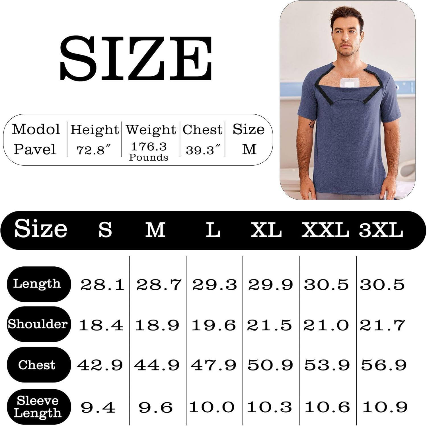 imageDyeek Chemo for Shirt Port Access Chemotherapy Must Haves Tear Away Side Snap Short Sleeve Post Shoulder Surgery ShirtsNavy Blue