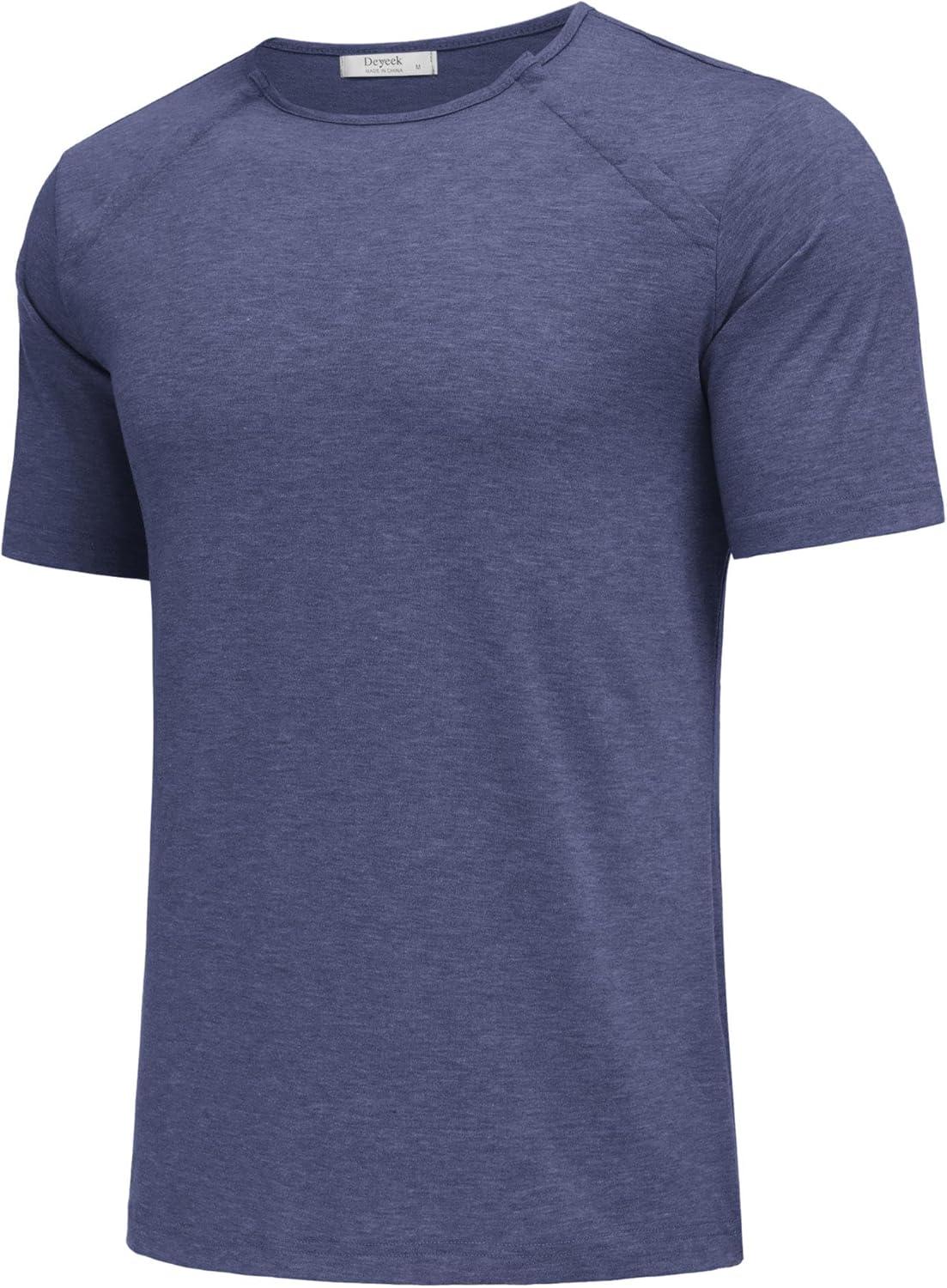 imageDyeek Chemo for Shirt Port Access Chemotherapy Must Haves Tear Away Side Snap Short Sleeve Post Shoulder Surgery ShirtsNavy Blue
