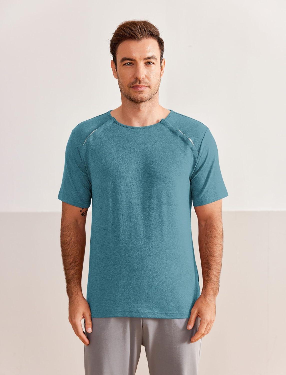 imageDyeek Chemo for Shirt Port Access Chemotherapy Must Haves Tear Away Side Snap Short Sleeve Post Shoulder Surgery ShirtsPeacock Blue