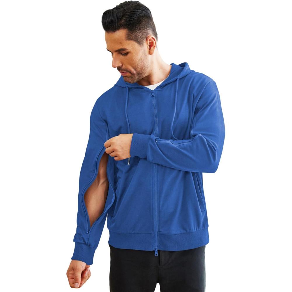 imageDeyeek Dialysis Sweatshirts with Arm Zipper Jacket FullZip Lightweight Hemodialysis Cotton Jacket with PocketsRoyal Blue