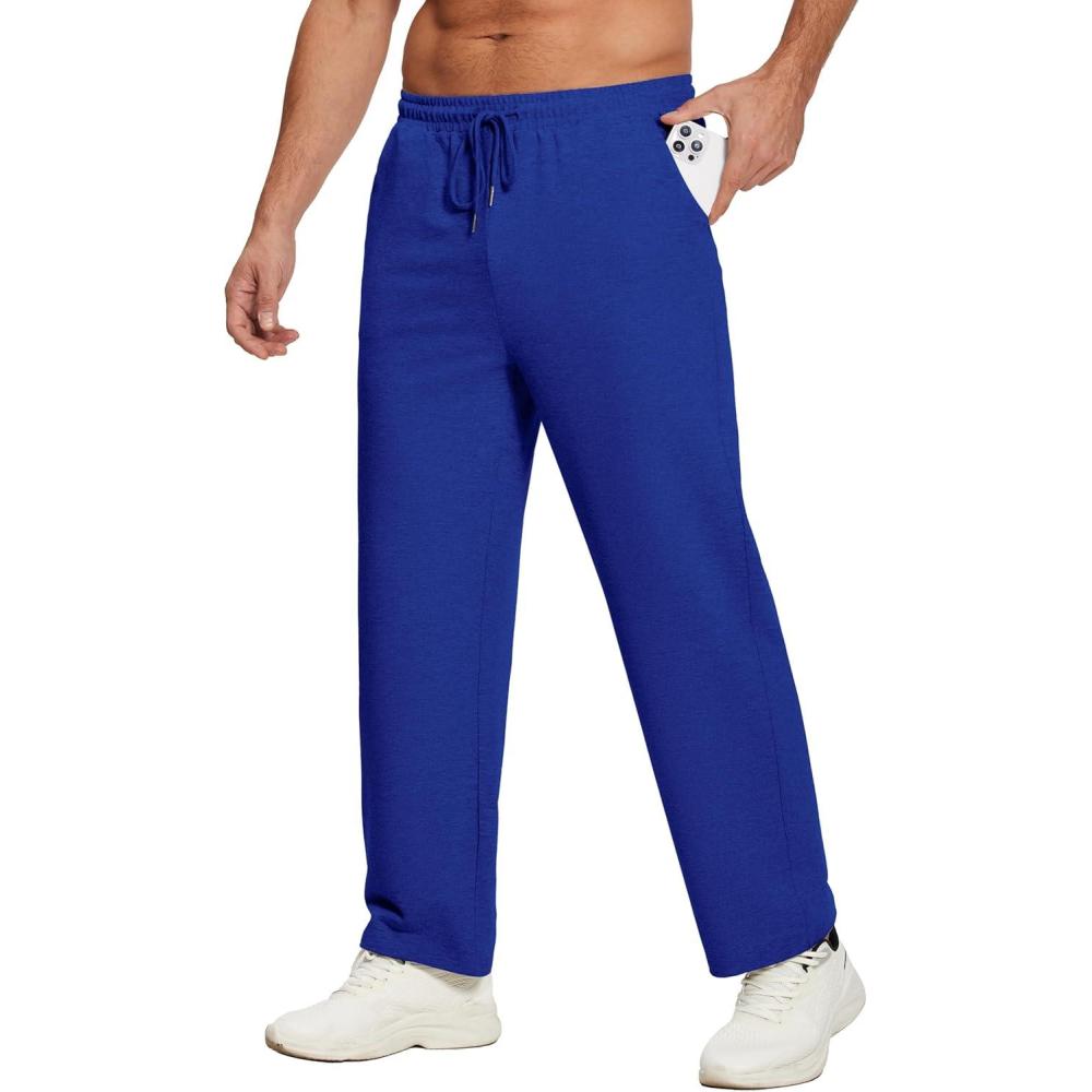 imageDeyeek Mens Lightweight Sweatpants Open Bottom Sweat Pants for Men Straight Leg Gym Sweatpants Lounge Pants with PocketsRoyal Blue