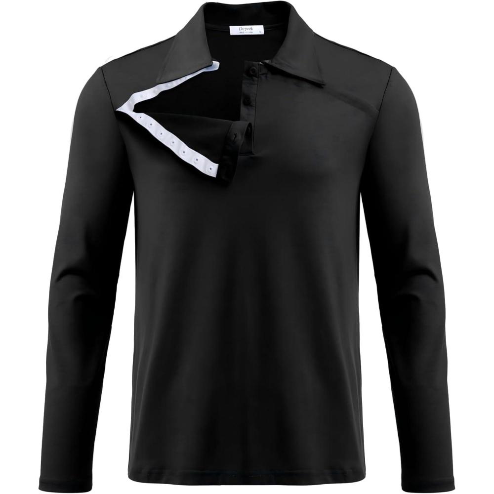 imageDeyeek Unisex Chemo Shirts for Port Access Post Shoulder Surgery Recovery Shirt Long Sleeve Tear Away Adaptive Chemo ClothingBlack