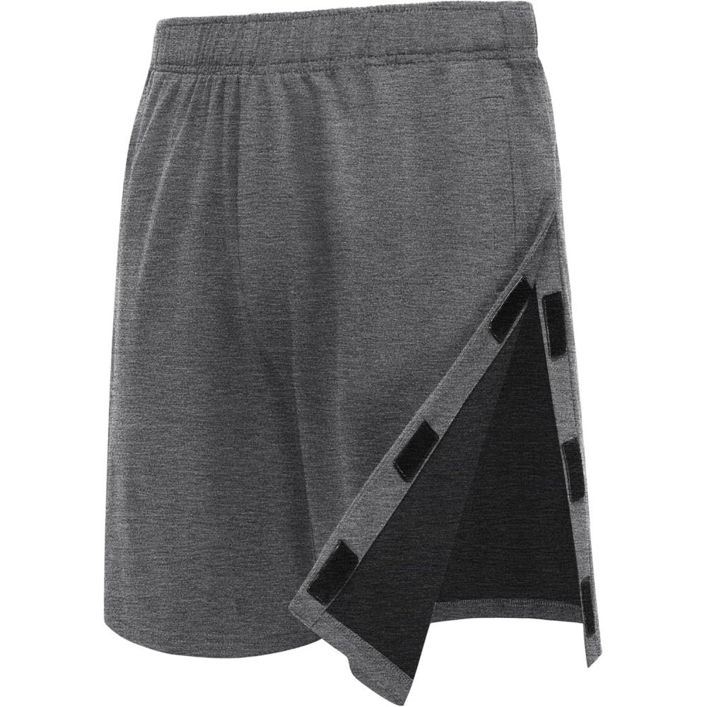 imageDeyeek Unisex Tear Away Shorts 9 Snap On Athletic Shorts Cotton Post Knee Hip Surgery Recovery Lounge Short with PocketsDark Grey