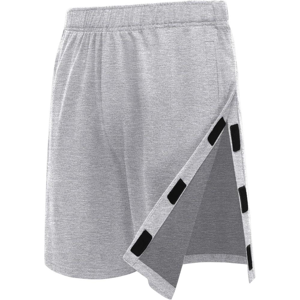 imageDeyeek Unisex Tear Away Shorts 9 Snap On Athletic Shorts Cotton Post Knee Hip Surgery Recovery Lounge Short with PocketsGrey