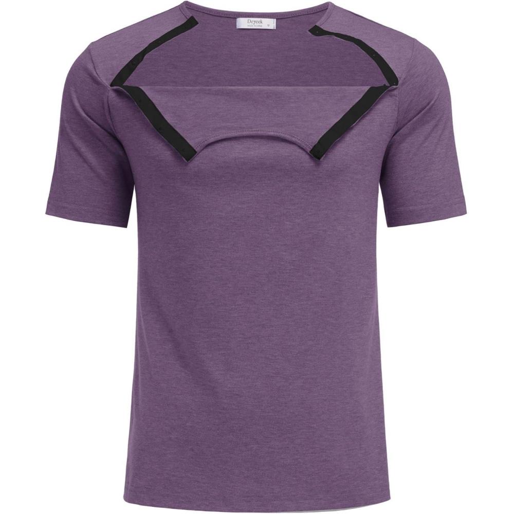 imageDyeek Chemo for Shirt Port Access Chemotherapy Must Haves Tear Away Side Snap Short Sleeve Post Shoulder Surgery ShirtsBright Purple
