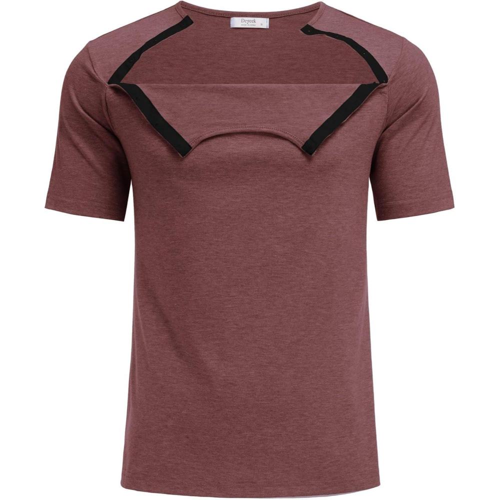 imageDyeek Chemo for Shirt Port Access Chemotherapy Must Haves Tear Away Side Snap Short Sleeve Post Shoulder Surgery ShirtsRed
